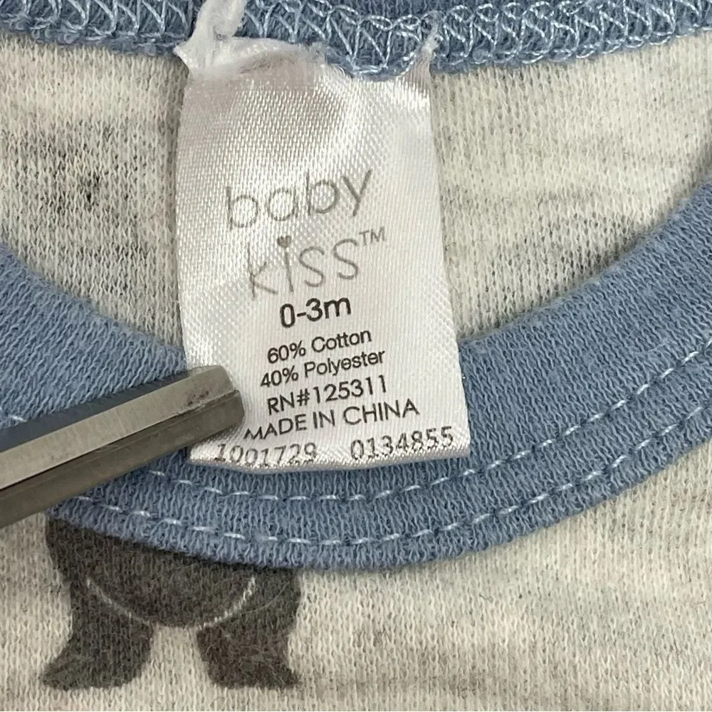 Baby Kiss Jumper Onesie Bears Gray & Blue Infant/Baby Size 0-3 Months